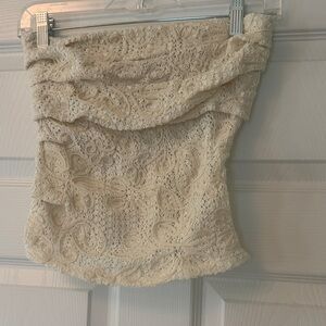 Anthropologie cream colored Lace Strapless Top